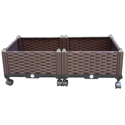 120cm*40cm*23cmのプラスチック薬草園の足車が付いているプランターによって上げられる庭のベッド