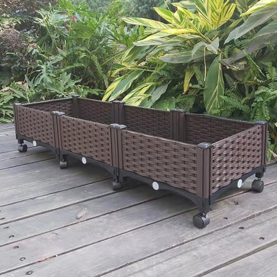 120cm*40cm*23cmのプラスチック薬草園の足車が付いているプランターによって上げられる庭のベッド