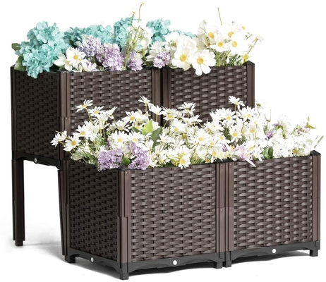 カスタマイズ可能なプラスチック高い庭プランターは塗られなかった花壇のプラスチックを上げた